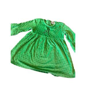 Doodle Minky Dot Ruffled Green Dress Letter A Sz 7T